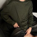 Autumn Laid-back Style Draping Men's T-shirt Luxury Korean Popular O Neck Long Sleeve Tees Leisure Loose Lightweight Basic Shirt