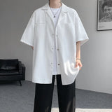 Summer Short Sleeved Shirt Men Fashion Social Mens Black Dress Shirt Korean Loose Casual White Shirt Mens Office Formal Shirts