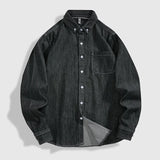 100% Cotton Comfortable Denim Shirt Men Autumn New Fashion Slim Long-sleeved Male Shirt Streetwear Classic Black Light Blue