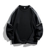 New Men Autumn Casual Fashion Teenager Pullover Top Color Contrast Round Neck Hoodies Male Long Sleeved Loose Sweatshirts Tops
