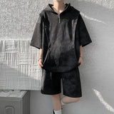 Summer Men Cargo Style Set Men Casual Hooded Short Sleeve T-Shirt +Shorts Male Loose Pullover Fashion Handsometracksuits