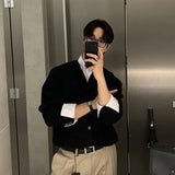 New Korean Fashion Men Cardigan Light Luxury Knitted O Neck Long Sleeve Sweater Coats  Autumn Leisure Premium Jacquard Knitwear