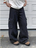 Cyber Y2K Streetwear Washed Black Baggy Jeans Cargo Pants For Men 90S Vintage Clothes Gothic Cotton Trousers Pantalon Homme