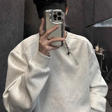 Men Sweatshirt Side Zip Casual Tshirt Autumn Streetwear Fashion Trend Youth All-Match Daily Long-Sleeved Top Male Men'S Clothing