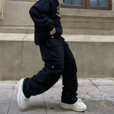 Cargo Pants Men Multi Pockets Chic Solid All-match Fashion Comfortable Functional Techwear Outer European Baggy Mopping Trousers
