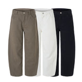 100% Pure Cotton Wide-leg Pants Men's Autumn New Oversized Comfortable Loose Casual Trousers Brown White Fashion Streetwear