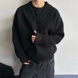 New American Vintge Men V Neck Sweaters Casual Drooping Solid Color Long Sleeve Knitwear Premium Quality Knitted Pullovers M-2XL