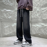 Black Baggy Jeans Men Fashion Retro Straight Jeans Men Streetwear Hip-hop Loose Wide Leg Jeans Mens Vintage Denim Trousers 4XL