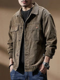 Corduroy Jacket Autumn New Men's Jacket Fashion Vintage Street Style Casual Single Breasted Coat Male Brand Clothes M110
