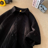 Japanese Cityboy Shirt High-end Polo Short-sleeved Shirt Men's Summer American Retro Lapel Tee Trend Loose Large Size Casual Top