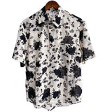 Summer Short Sleeved Shirt Men Slim Fit Fashion Printed Casual Shirt Men Korean Casual Flower Shirt Mens Ice Silk Shirts M-2XL