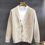 Advanced Fried Dough Twists Stripe V-neck Knitwear Cardigan Coat Men's Solid Sweater Men's Top