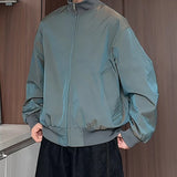 Stand Collar Loose Fit Outdoor Spring Biker Mens Jacket Casual Windbreaker Streetwear Urban Travel Hiking Trendy Daily Wear Coat