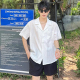 Summer Men's Clothing Light Luxury Jacquarded Suit Collar Shirts Streetwear Button-down Short Sleeve Retro Leisure Fashion M-3XL