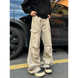 Vintage Camouflage Men's Jeans Fashion Washed Casual Wide Leg Denim Pants Spring Loose Male Trousers Earthy yellow Cargo jeans