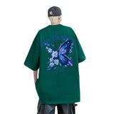Men's T-shirts Oversized 5XL Casual Summer Wear Black Cotton Men Tshirt Butterfly Print Tee Shirts Fashion for Men New Clothes