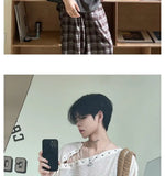 Street Punk Shirt Off-shoulder Hollow T-shirt American 2025 New High-end Style Fashionable Casual Loose Short Sleeves