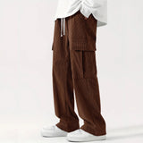 New European and American High Street Fashionable Overalls Men's Corduroy Loose Wide Leg Straight All-Matching Casual Pants