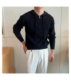 New British Leisure Men's Hooded Sweater Trendy Zip-up Preppy Style Slim-fit Long Sleeve Hoodies Casual Vintage Warmth Knitwear