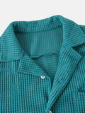 Summer Clothing Men's Luxury Corduroy Plaid Short Sleeve Shirts Casual Streetwear Button-down Solid Color Breathable Vintage