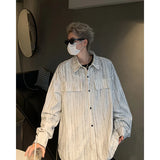 Corduroy Printed Work Shirts Men's Single Breasted Casual Jacket Coats Men Korean Fashion Cityboy Long-sleeve Simple Shirt