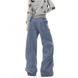 Men Checkered Casual Pants American Retro Loose Straight Pants Man Fashion Plaid Streetwear Spring New Hip Hop Trousers