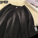 Cityboy Kpop Shirt Waffle O-Neck Short-sleeved T-shirt Men Women Summer Trendy Loose Casual Heavy Half-sleeved Top Aesthetic