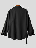 Fashion Men Shirt Lapel Long Sleeve Solid Color Streetwear Korean Casual Irregular Shirts Men  Leisure Camisas S-5XL