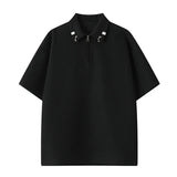 Summer Short Sleeved T-shirt Men Casual Lapel T Shirt Men Streetwear Korean Loose Checkered Tshirt Mens Polo Shirt Plus Size