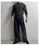 New Korean Fashion Men Polo Sweater Light Luxury Knitted Solid Color Long Sleeve Pullover Premium Quality Skin-friendly Knitwear