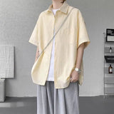 Summer Short Sleeved Shirt Men Fashion Society Mens Dress Shirt Korean Loose Casual Shirt Mens Blue Striped Shirts M-3XL