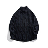 Printed Shirt Men Black Long sleeved Shirts Men Korean Comfortable Blouses Casual Loose Classic Oversized Single Breasted Shirt
