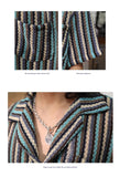 New Japanese Chic Men Shirts Light Luxury Striped Cuban Collar Half Sleeve Cardigan Summer Trendy Leisure Breathable Tops M-3XL