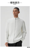 New Korean Fashion Men Cardigan Jacket Light Luxury Trendy Turtleneck Knit Zip-up Long Sleeve Sweater Coat High Quality Knitwear