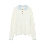 Fashion Patchwork Men Polo Sweater Light Luxury Japanese Popular Knitwear Premium Quality Long Sleeve Pullover Trendy Streetwear