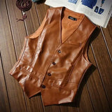 Spring Autumn Motorcycle Sleeveless Vest Jacket Korean Slim-fitting Casual Spring Mens Vest Suit Pu Leather Waistcoat