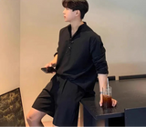Oversized Korean-style Shirt Hanging Sense Shirt. Youth Long-sleeved Shirt Casual Travel Daily Street Fashion Men Loose-fitting