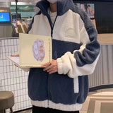 Unisex Lamb Wool Teddy Coat Men Women Cashmere Fleece Jacket Teen Couple Warm Clothing Boy Girls Varsity Techwear Spring