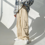 Cotton Casual Pants Men Fashion Black Pocket Cargo Pants Men Japanese Streetwear Hip-hop Loose Wide Leg Pants Mens Trousers