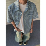 Summer Short Sleeved Shirt Men Fashion Retro Plaid Shirt Men Streetwear Korean Loose Vintage Casual Shirts Mens Large Size 5XL