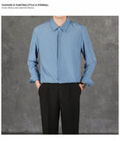 New Naples Business Men Shirts Light Luxury Textured Lapel Striped Long Sleeve Cardigan Leisure Premium Commuter Blouse S-4XL
