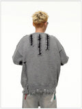 Autumn and Winter Trendy Personalized Hip Hop Round Neck Sweater American Couple Loose Retro Casual Knitted Harajuku Top y2k