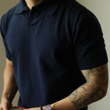 T-shirts Men Simple Casual Short Sleeve Fashion Korean Style Daily All-match Chic Turn-down Collar Handsome Charming Students