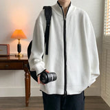 Zipper Cardigan Sweater Men's Light Mature Style Winter Thickened Knitted Jacket Japanese Loose Handsome Sweater Jacket Preppy