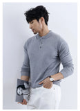 New Fashion Men Henry Sweater Light Luxury Knitted Solid Color Long Sleeve Pullover Premium Quality Skin-friendly Knitwear M-3XL