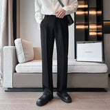 New Arrival Autumn High-end Feeltrousers Men's Korean-style Extended Suit Trousers Loose-fit Straight-leg White Casual Pants