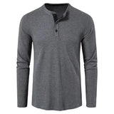 Autumn And Winter New Men's T-shirt Europe And The United States Men's Solid Color Long Sleeve Undershirt Henry Shirt Men