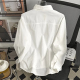 Autumn Men's Clothing Luxury Patchwork Denim Shirt Retro Solid Color Button-down Long Sleeve Streetwear Popular Clothes