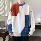 American street style men and women trendy personalized round neck sweater couple winter high street loose retro casual knitted