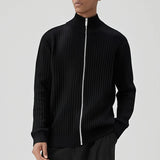 New Korean Fashion Men Cardigan Jacket Light Luxury Trendy Turtleneck Knit Zip-up Long Sleeve Sweater Coat High Quality Knitwear
